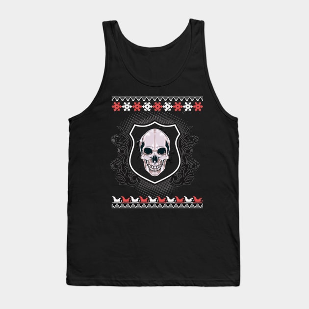 Ugly X-Mas Metal Skull Tank Top by InkDoneRight